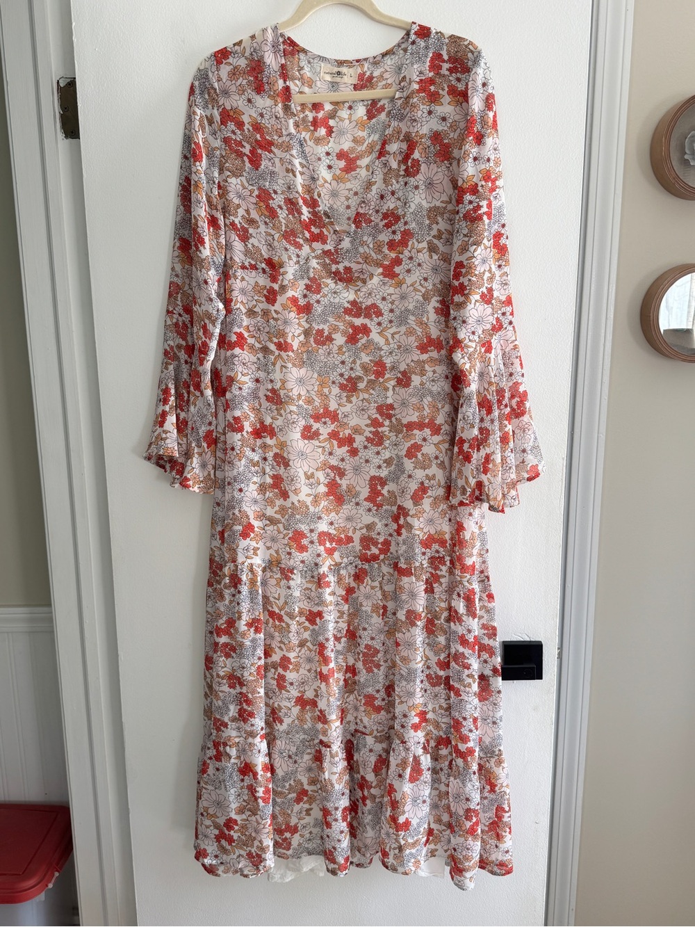 NATURAL LIFE Dance with Me Cream Maxi Dress with Coral and Pink Floral Print